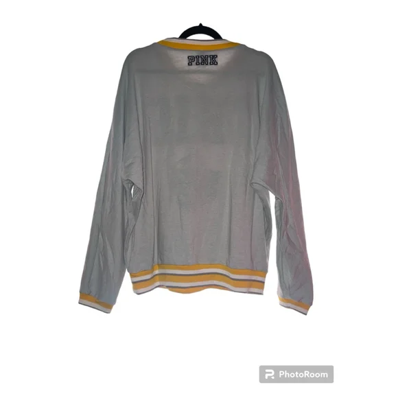 PINK ~ University of Michigan Crewneck Pullover in Gray with Navy and Ye… - Picture 8 of 12